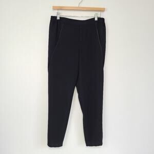 Vince Satin Piped Wrap Seam Stretch Pant Black High Rise Size Small